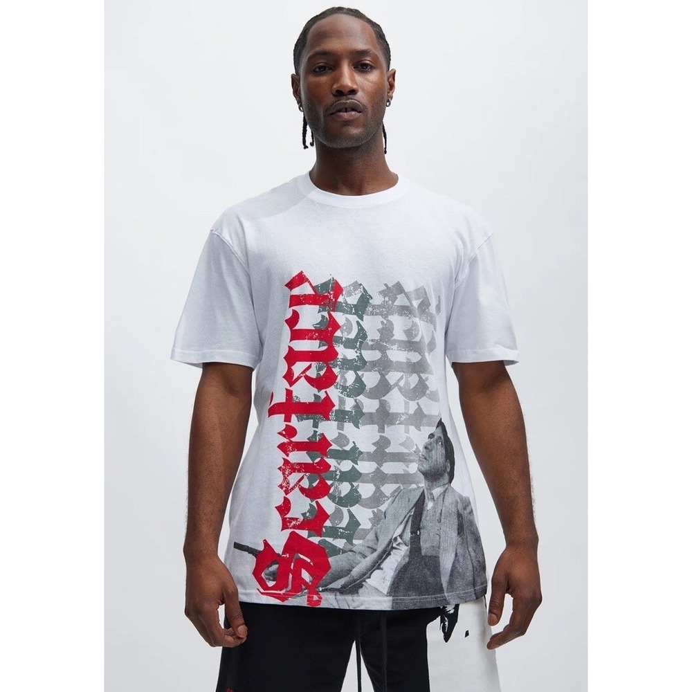REASON Scarface Tony Montana Old English Shirt White Men's Size M *NEW*